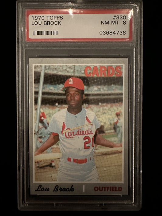 1970 Topps Lou Brock (#330) PSA 8 HOFer, Cardinals SB King ^GRUMPYBUCK^