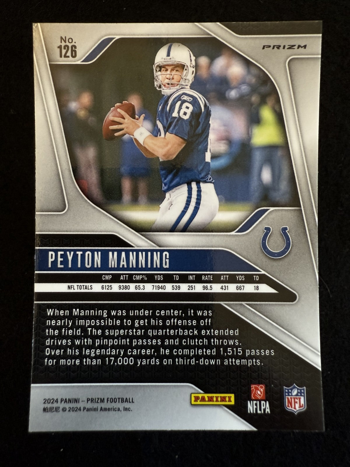 2024 Prizm Peyton Manning (#126) MINT Lazer Prizm, HOFer ^GRUMPYBUCK^