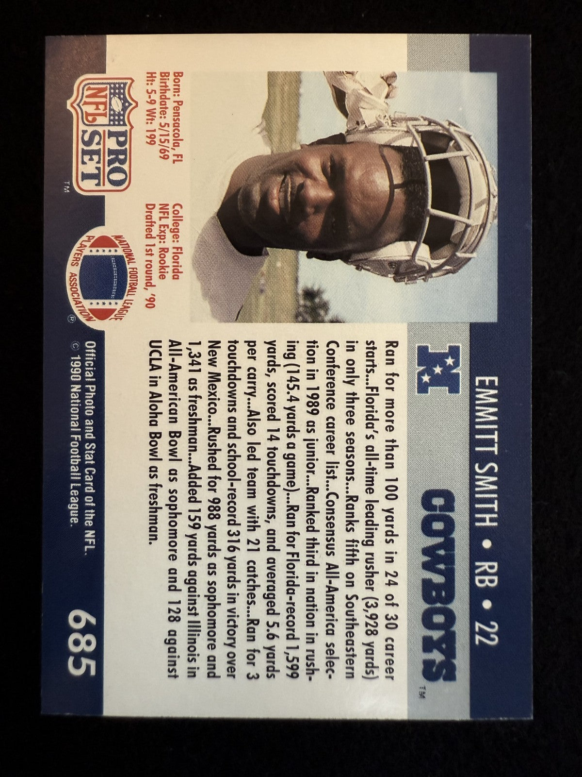 1990 Pro Set Emmitt Smith (#685) NM Rookie Card, Gators to Glory ^GRUMPYBUCK^