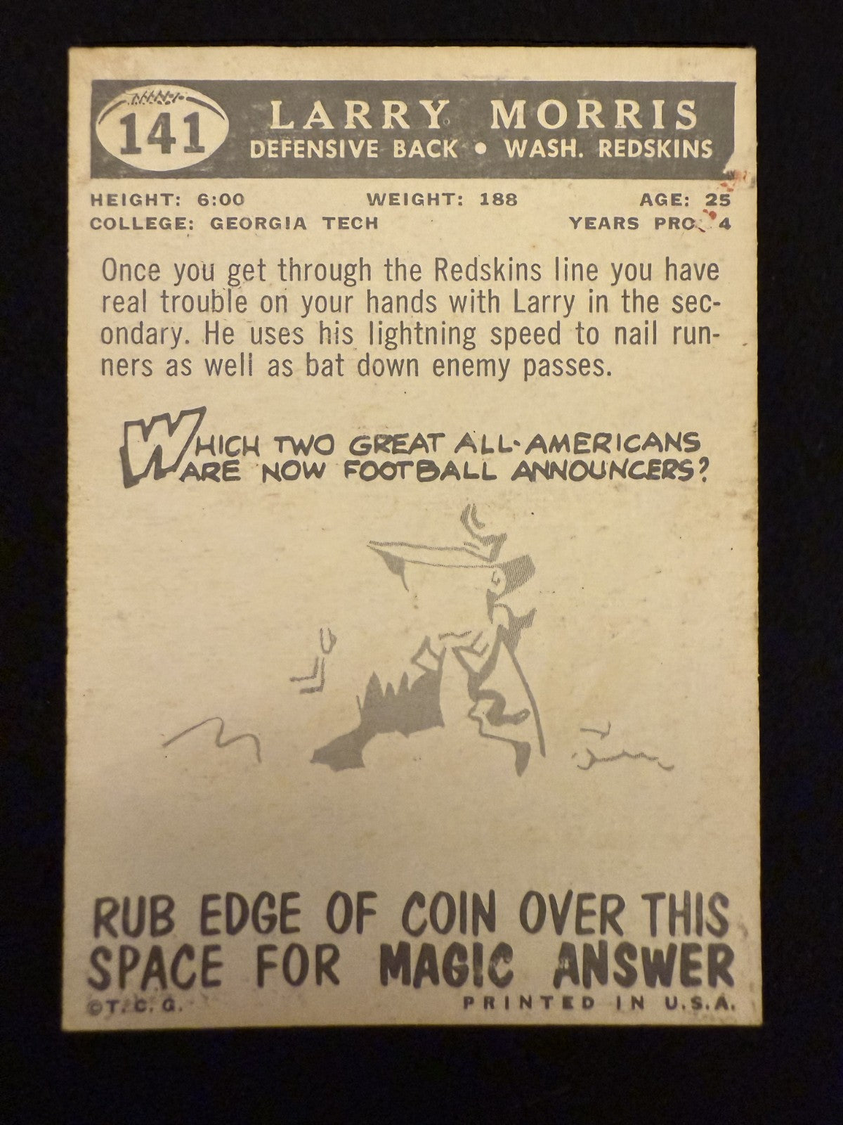 1959 Topps Larry Morris (#141) EX NFL Champion ^GRUMPYBUCK^