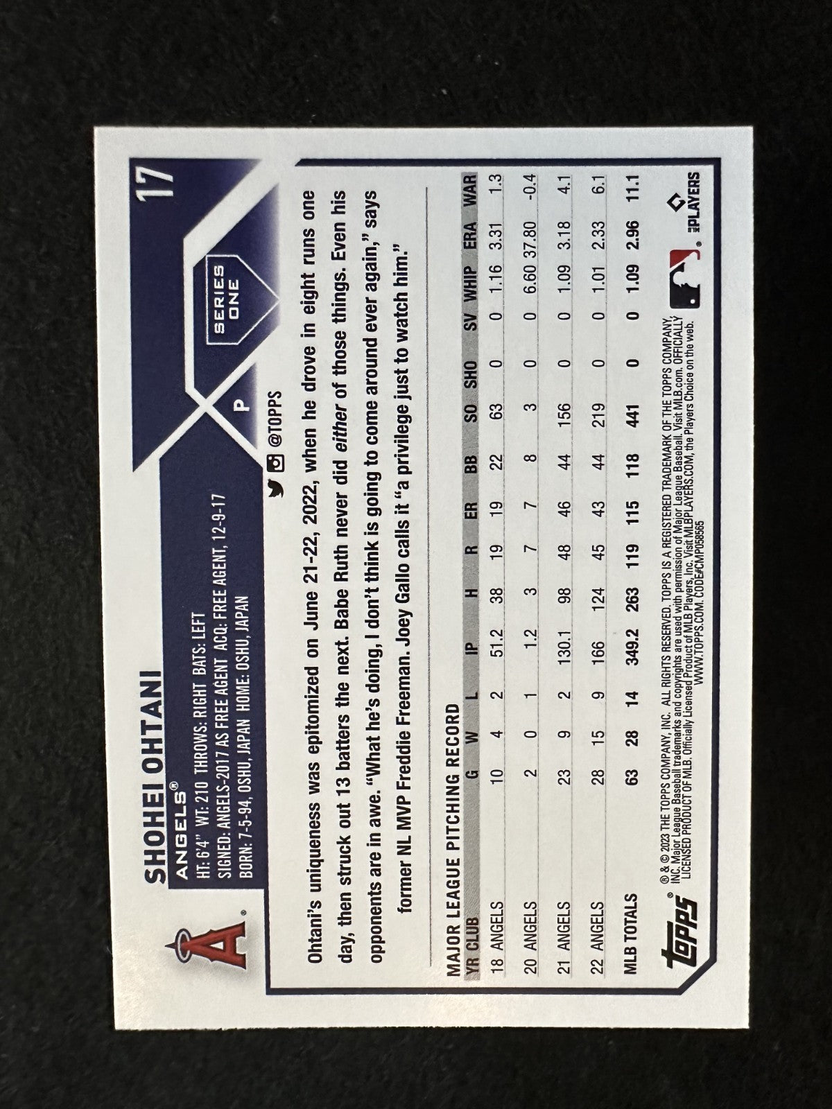 2023 Topps Shohei Ohtani (#17) MINT HOF-Caliber Two-Way Star ^GRUMPYBUCK^