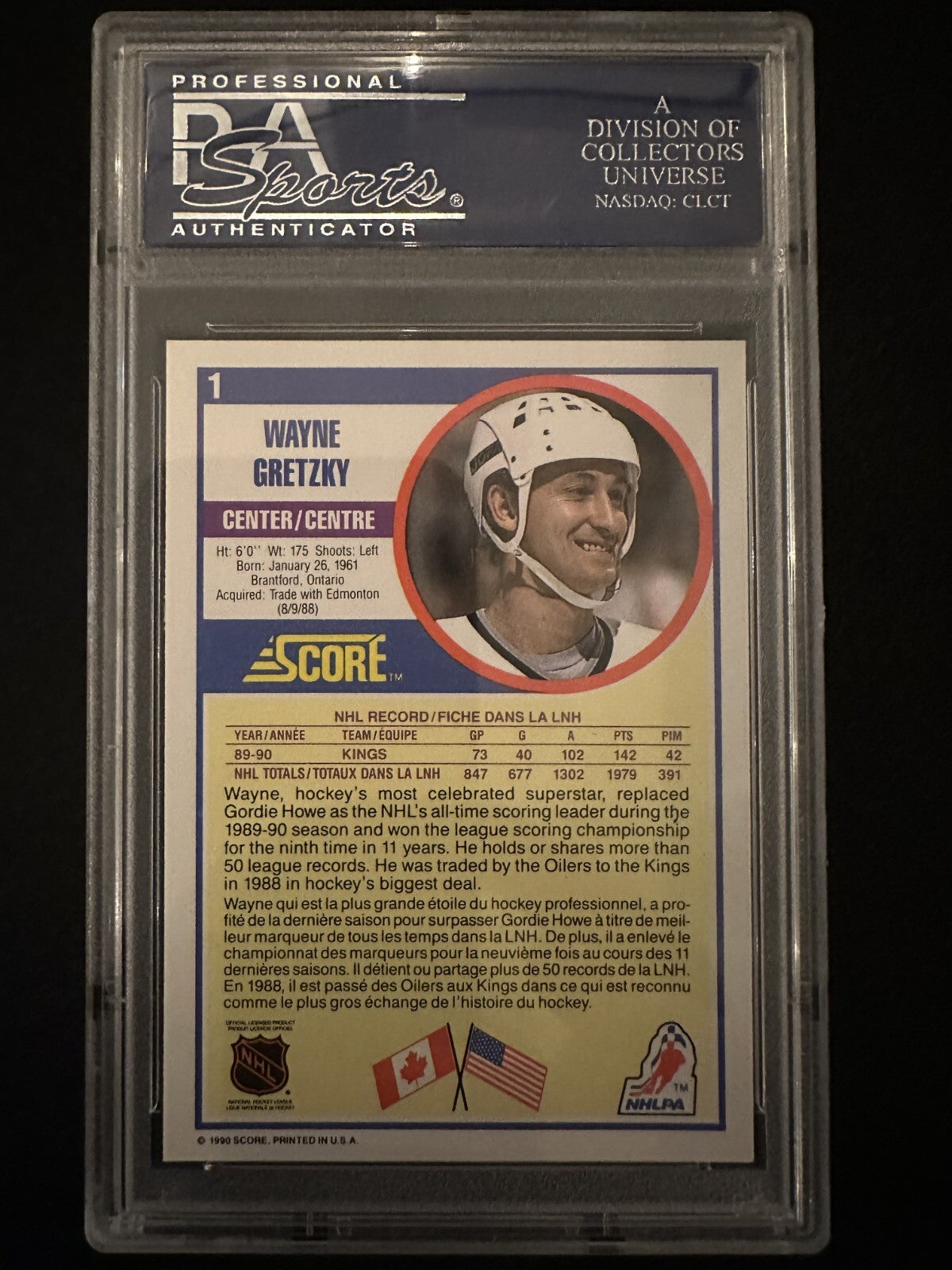 1990–91 Score Canadian Wayne Gretzky (#1) PSA 9 HOFer, Great One ^GRUMPYBUCK^