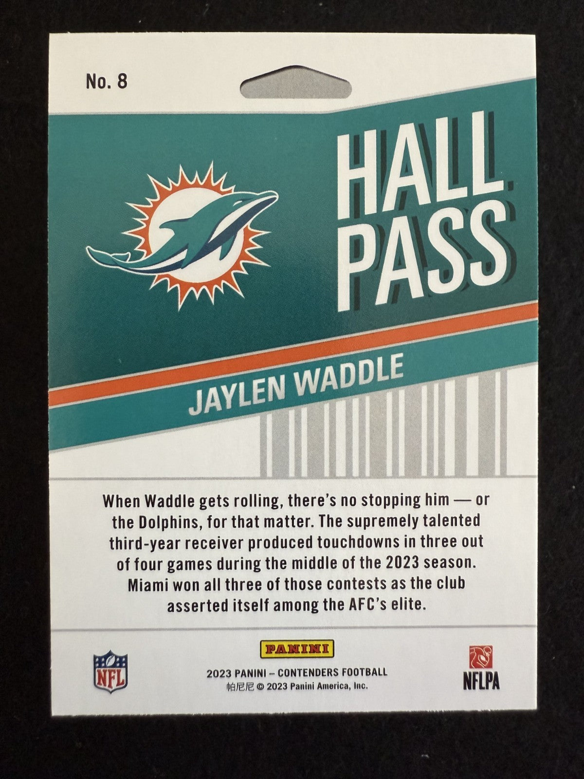 2023 Panini Contenders Jaylen Waddle (#8) MINT Hall Pass Insert ^GRUMPYBUCK^